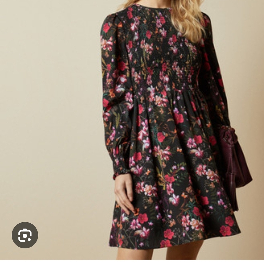 Ted Baker Pink and Red Ruffled A-Line Dress